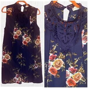 Altar’d State blue fora print sleeveless dress